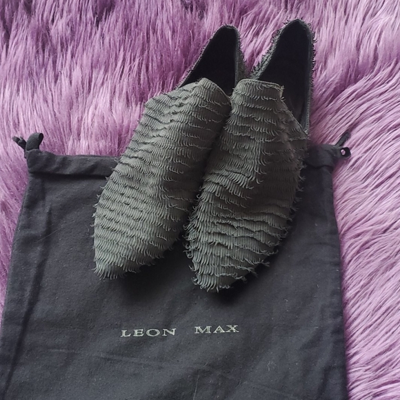 Leon Max Black Leather Booties Shoes - Picture 1 of 8